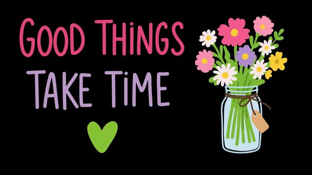 Animation of flower bouquet with inspirational quote