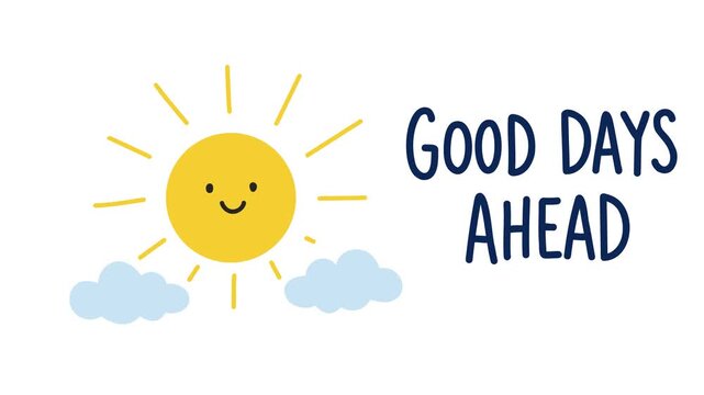 Animation of smiling sun with motivational quote