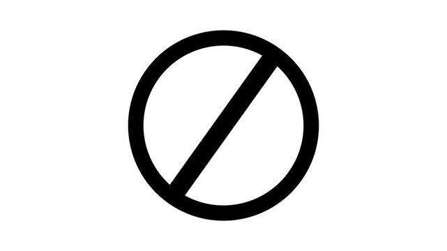 Black prohibition symbol a circle with a diagonal line on a white background forbidden stop
