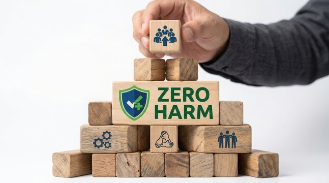 Stack of cardboard boxes with zero harm safety logo