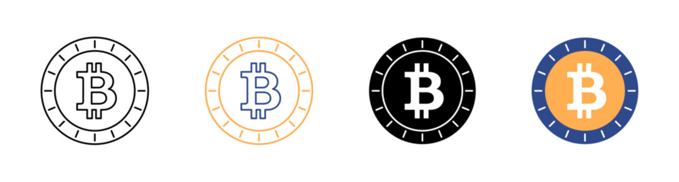 BTC Crypto Currency Electronic Asset Icon Set Vector Illustration