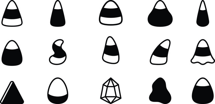 Set of hand drawn candy corn vector icons for halloween celebration designs presented as an isolated object on transparent background isolated on transparent background