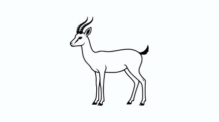 Fototapeta premium Elegant Gazelle Silhouette Vector Art, Standing Wildlife Animal Illustration, Simple Line Drawing