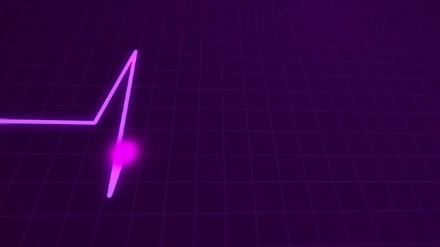 4k Purple Cardiogram cardiograph oscilloscope screen with grid background