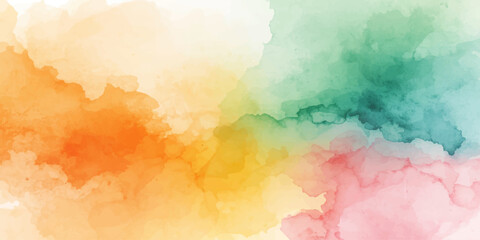 Fototapeta premium Abstract Watercolor Background with Hand Painted Orange Yellow Pink Wash Grunge Paper Texture Colorful Artistic Wallpaper Design