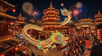 Naklejka premium chinese dragon statue