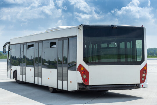 Airport shuttle bus in daylight