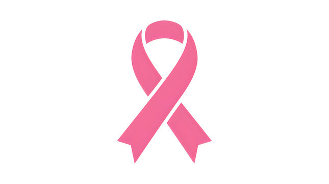 Pink ribbon symbol isolated on white background representing awareness for cancer day.