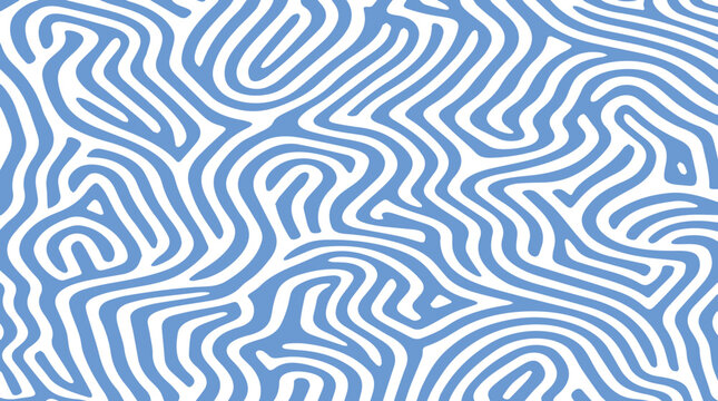 Abstract seamless pattern of blue and white organic flowing maze lines or fingerprints