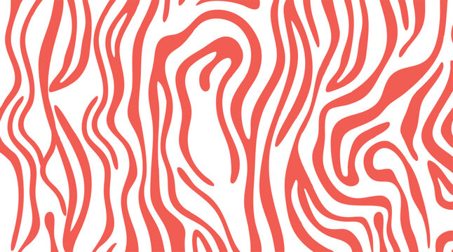 Abstract wavy lines pattern featuring flowing organic shapes in coral red color on a clean white background