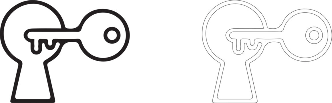 Key in Keyhole Line Art Element: Vector Illustration For Access Knowledge Logo Design.