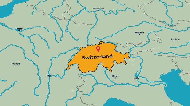 Switzerland Map Animation Locator Zoom 4K Motion Graphic
