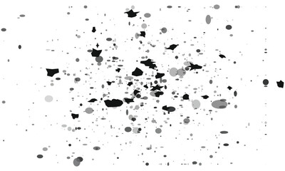 Fototapeta premium Abstract splatter of dark grey and black particles on a clean white background