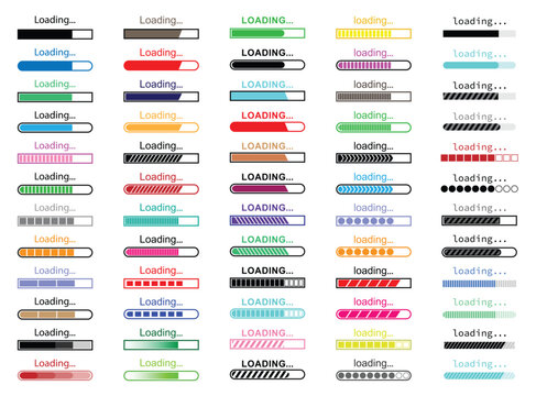 Colorful Loading & Download Progress Bar Icon Set