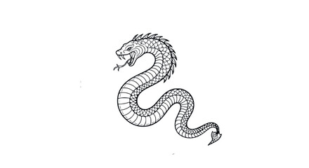 Fototapeta premium Hand Drawn Mythological Serpent Dragon Line Art Vector Illustration