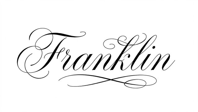 Elegant calligraphy text lettering of the name Franklin in a classic cursive design isolated on white