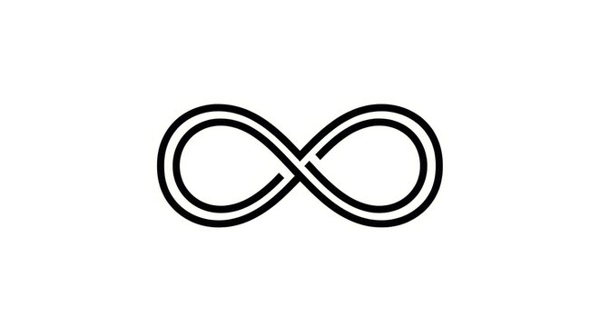 Minimalist Black Infinity Symbol Icon on White Background - Elegant Double Line Lemniscate Vector Illustration for Design