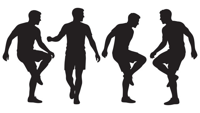 Silhouette of four men performing dynamic kicking leg movements