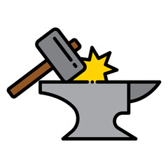 Fototapeta premium Blacksmith Anvil Hammer Icon