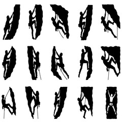 Rock climbing silhouettes set © Sabanasultana24
