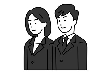 Fototapeta premium まっすぐ前を向いている黒いスーツの男女