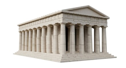 Fototapeta premium Classic marble Greek temple structure on white background.