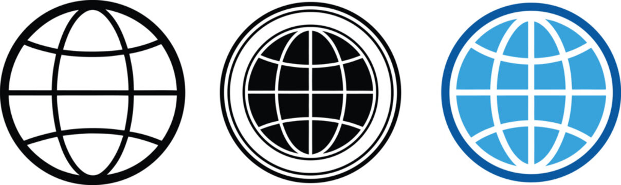 Globe Vector Icon Set World Network Collection