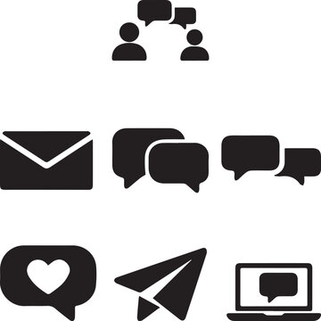 Chat Message Vector Icon Set Communication Symbol Collection