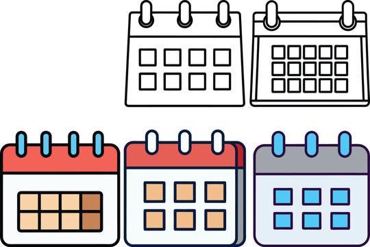 Calendar Schedule Vector Icon Set Event Planner Collection
