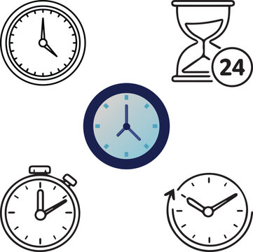 Clock Vector Icon Set Time Management Collection