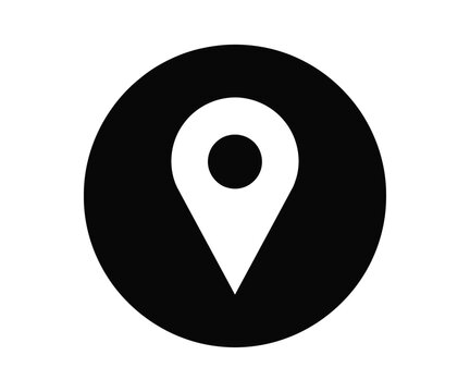 Location pin map marker icon inside filled black circle