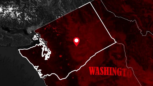 USA State Border Map Animation, USA Geographic Outline with Location Marker.