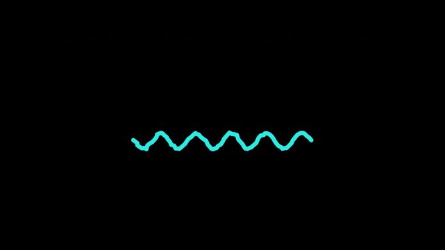 Hand Drawn Cyan Marker Wavy Squiggle Underline Blinking Doodle Annotation Loop Transparent Alpha
