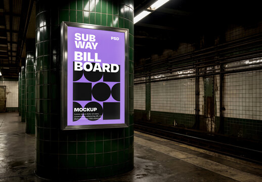 Subway Station Billboard Mockup
