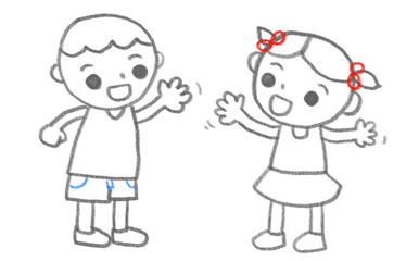 Naklejka premium little boy and girl