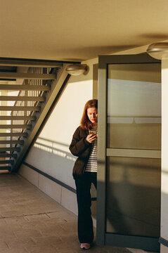 Young woman on the terrace