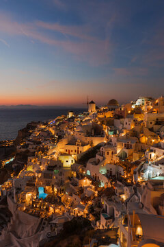 Oia in Santorini, Greece at night 