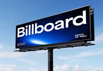 Outdoor Billboard Mockup Against Sky
