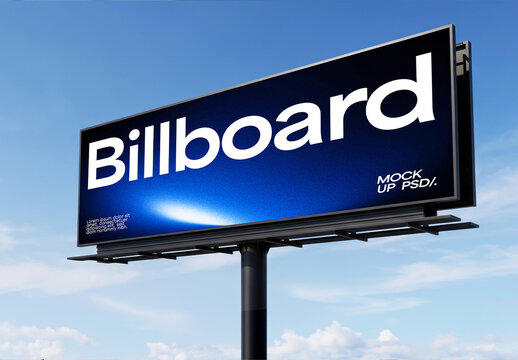 Outdoor Billboard Mockup Against Sky
