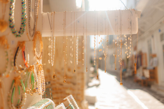 Souvenir shop with jewelry in Greece 