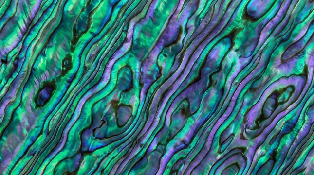 Iridescent abalone shell texture background with colorful ripples