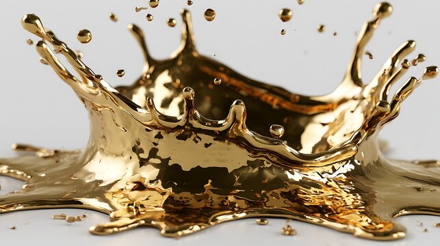 Metallic gold liquid splash crown. Molten metal wave exploding in a luxury abstract design.