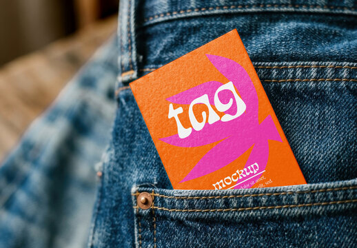 Tag Mockup in Jeans Pocket