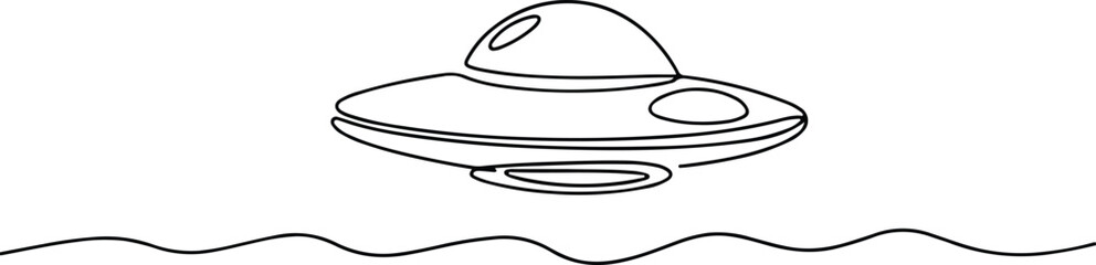 Fototapeta premium Continuous line drawing of a ufo flying saucer