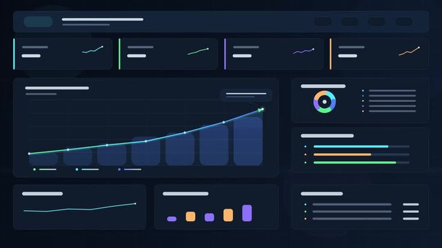Futuristic Analytical Interface Dashboard with Rising Arrow Chart