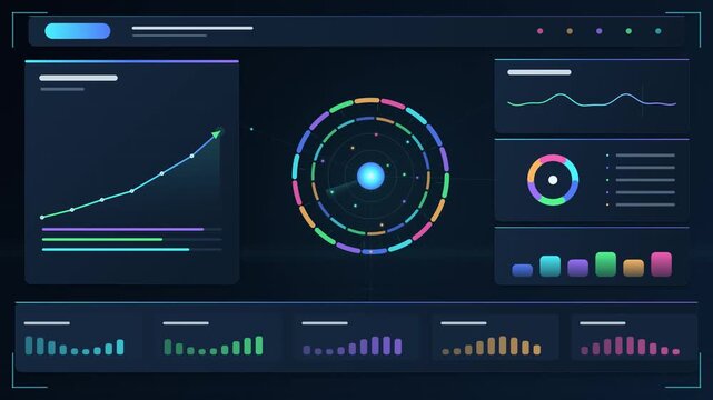Futuristic Data Interface with Animated HUD Elements
