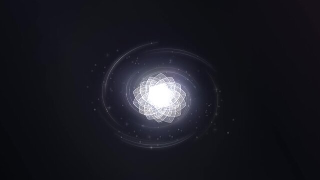 Rotating Crystal Water Lily with Counter-Rotating Spiral Light Trails