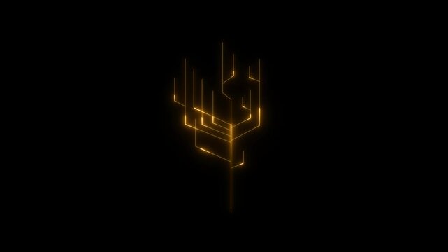 Futuristic AI Technology Digital Neural Network Logo Animation with Glowing Cyber Lines on Black Background 4K Motion Graphics. animation