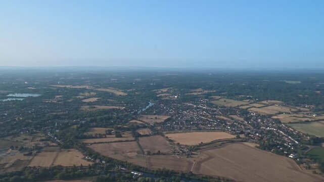 Meandering Waterway: 4K Aerial Flight Over the River Thames at Datchet and Old Windsor, Berkshire