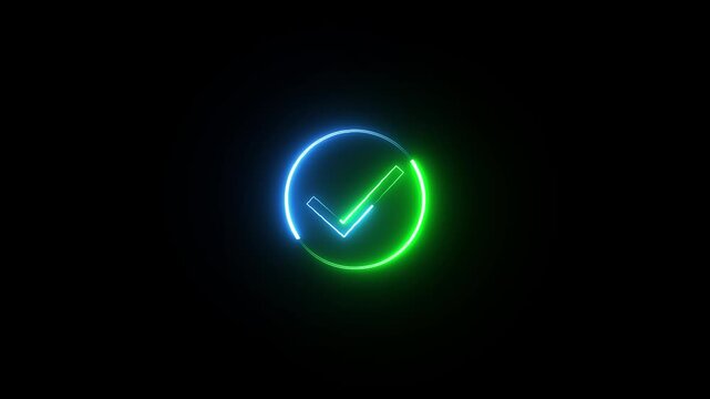 right check mark icon on black screen background